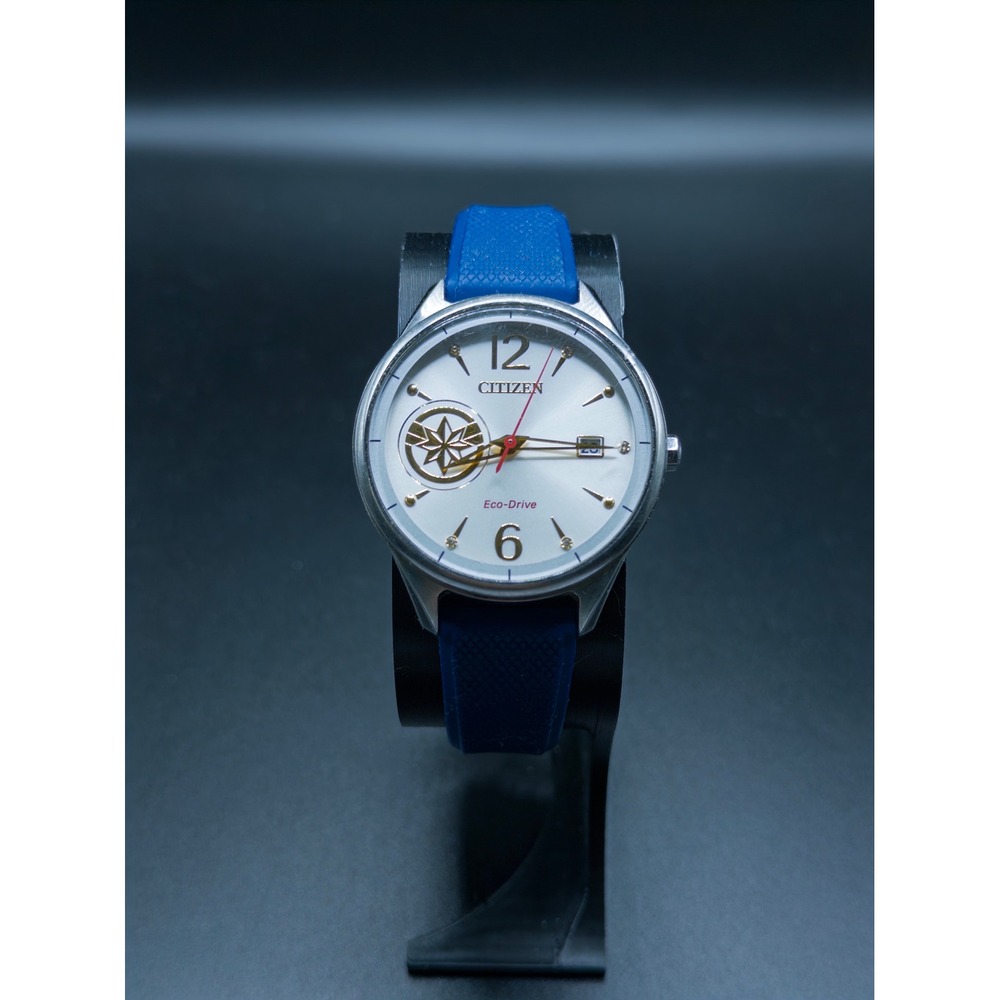 Citizen Eco-Drive Captain Marvel Watch Stainless Steel Blue Silicone Strap